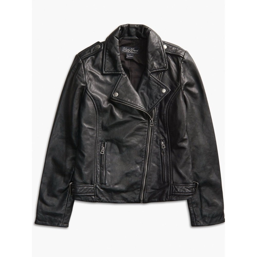 Lucky Brand Black Faux Leather Motorcycle Jacket Womens Size XL